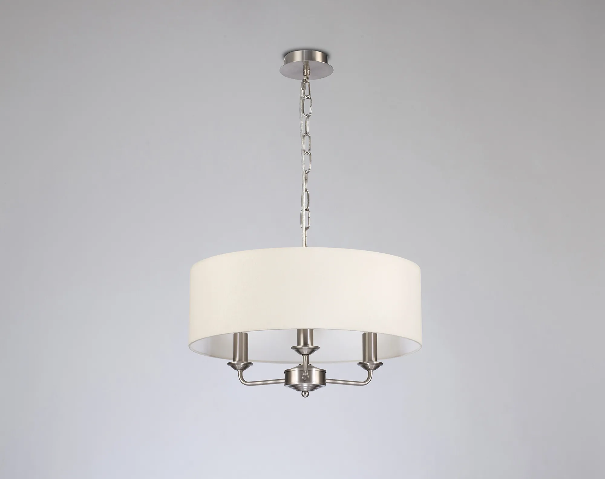 Banyan 45cm 3 Light Pendant Satin Nickel; Ivory Pearl DK0062  Deco Banyan SN IV